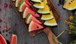 Sliced-Watermelon-On-A-Wooden-Chopping-Board